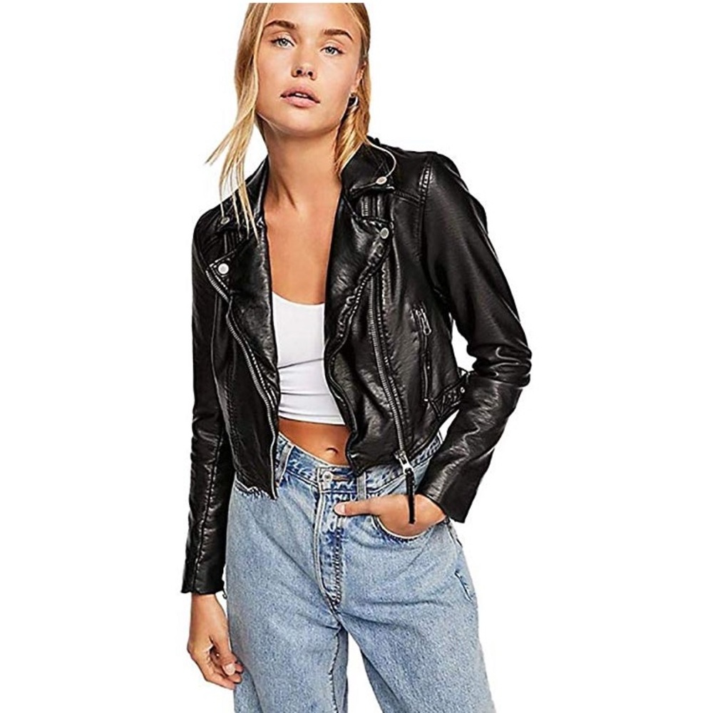 FREE PEOPLE HEARTACHE BLACK MOTO JACKET